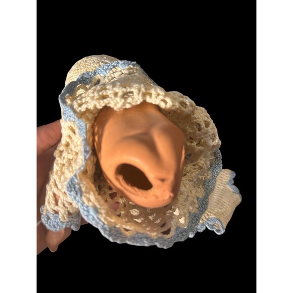 Vintage Composition Baby Doll With Crochet Outfit And Bonnet Cute Baby As Is - Picture 5 of 11